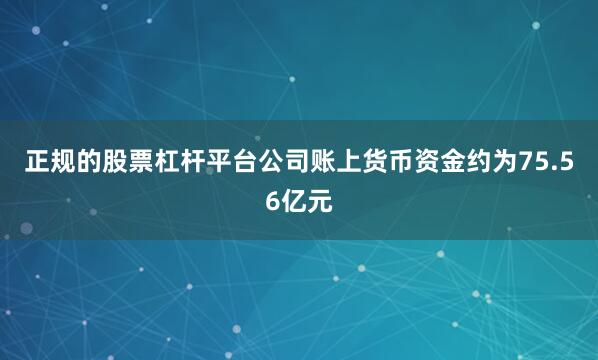 正规的股票杠杆平台公司账上货币资金约为75.56亿元